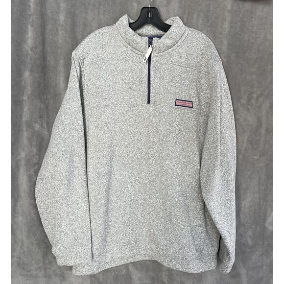 Vineyard Vines Fleece Shep Shirt Sweater Men’s XXL Gray 1/4 Zip Pullover - Picture 3 of 12